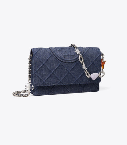 Fleming Denim Charm Chain Crossbody