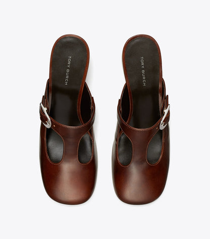 Violet T-Strap Heeled Mule