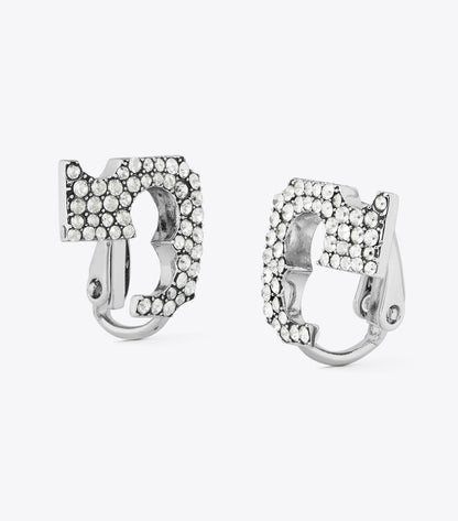 Runway Pavé Serif T Clip-On Earrings