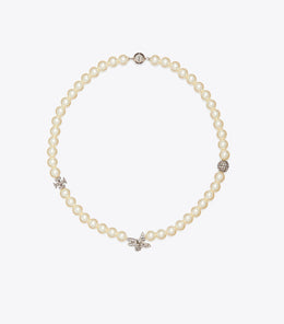 Moondance Pavé Flower Pearl Necklace