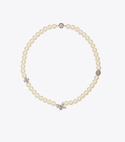 Moondance Pavé Flower Pearl Necklace