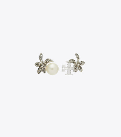 Moondance Pearl and Flower Stud Earrings
