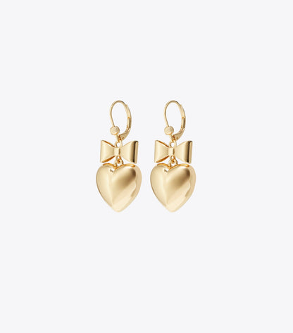 Curiosity Heart and Bow Earrings