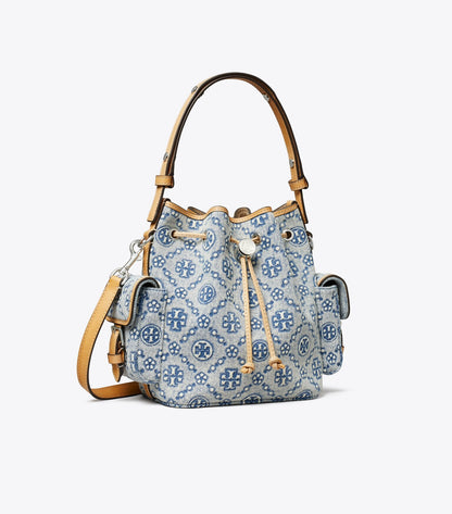 T Monogram Denim Bucket Bag