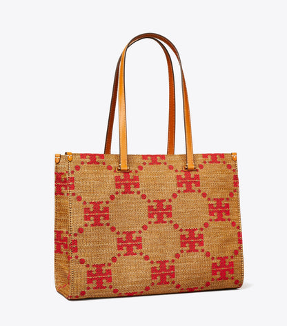 T Monogram Woven Tote