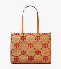T Monogram Woven Tote
