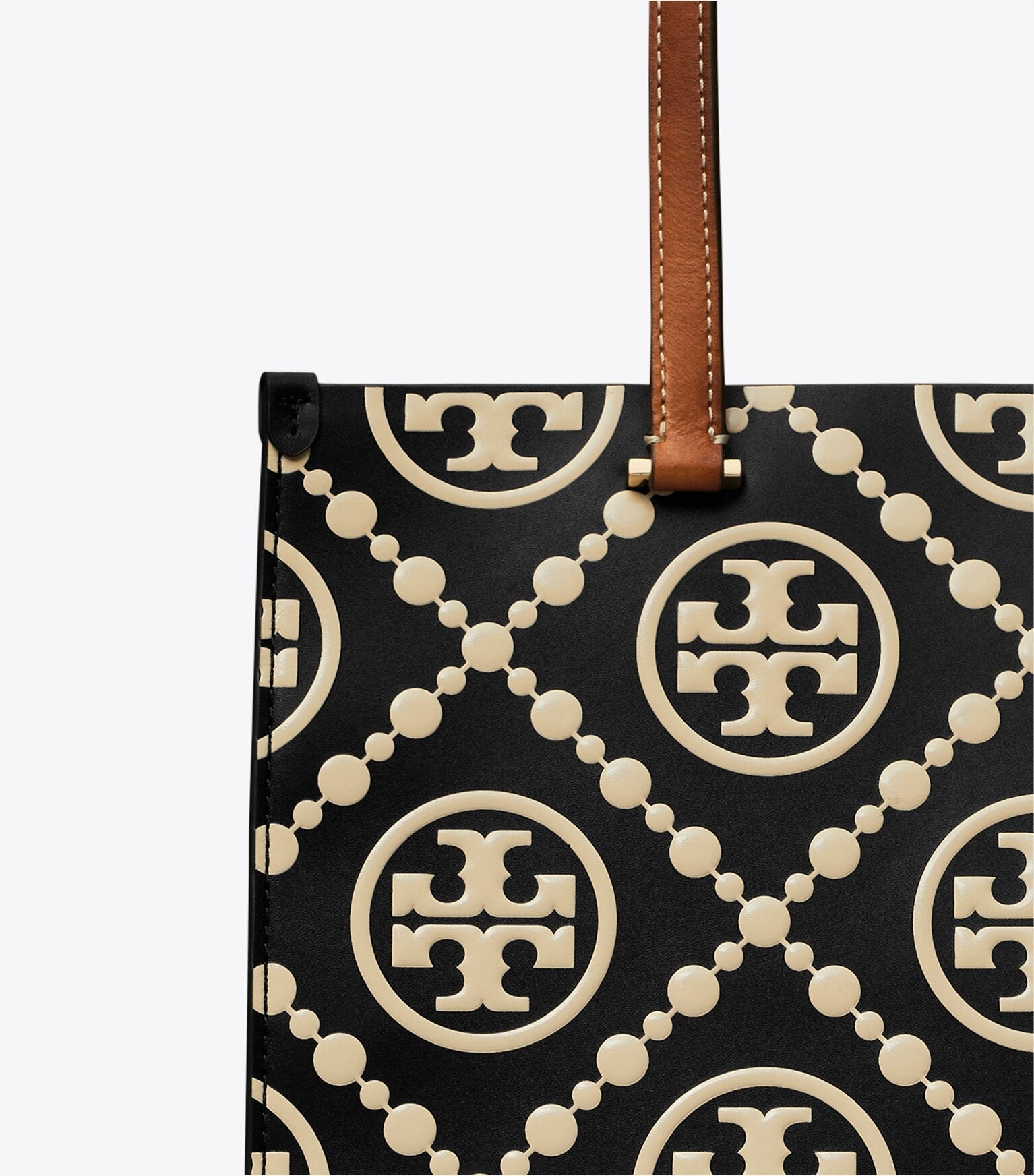 T Monogram Contrast Embossed Small Tote