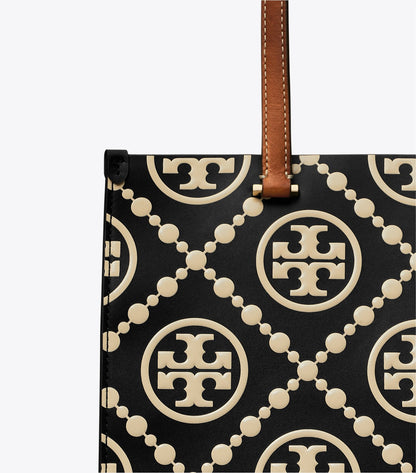 T Monogram Contrast Embossed Small Tote