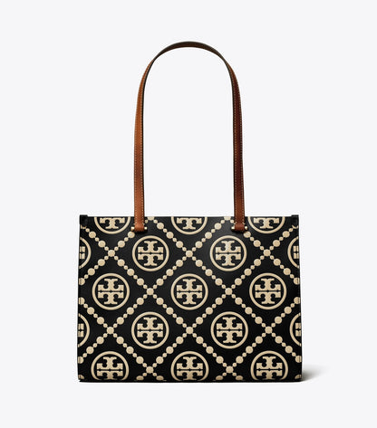 T Monogram Contrast Embossed Small Tote