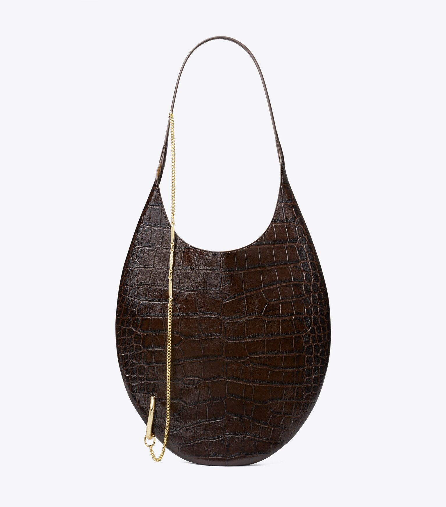 Pierced Croc-Embossed Soft Bag