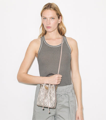 T Monogram Coated Jacquard Mini Bucket Bag