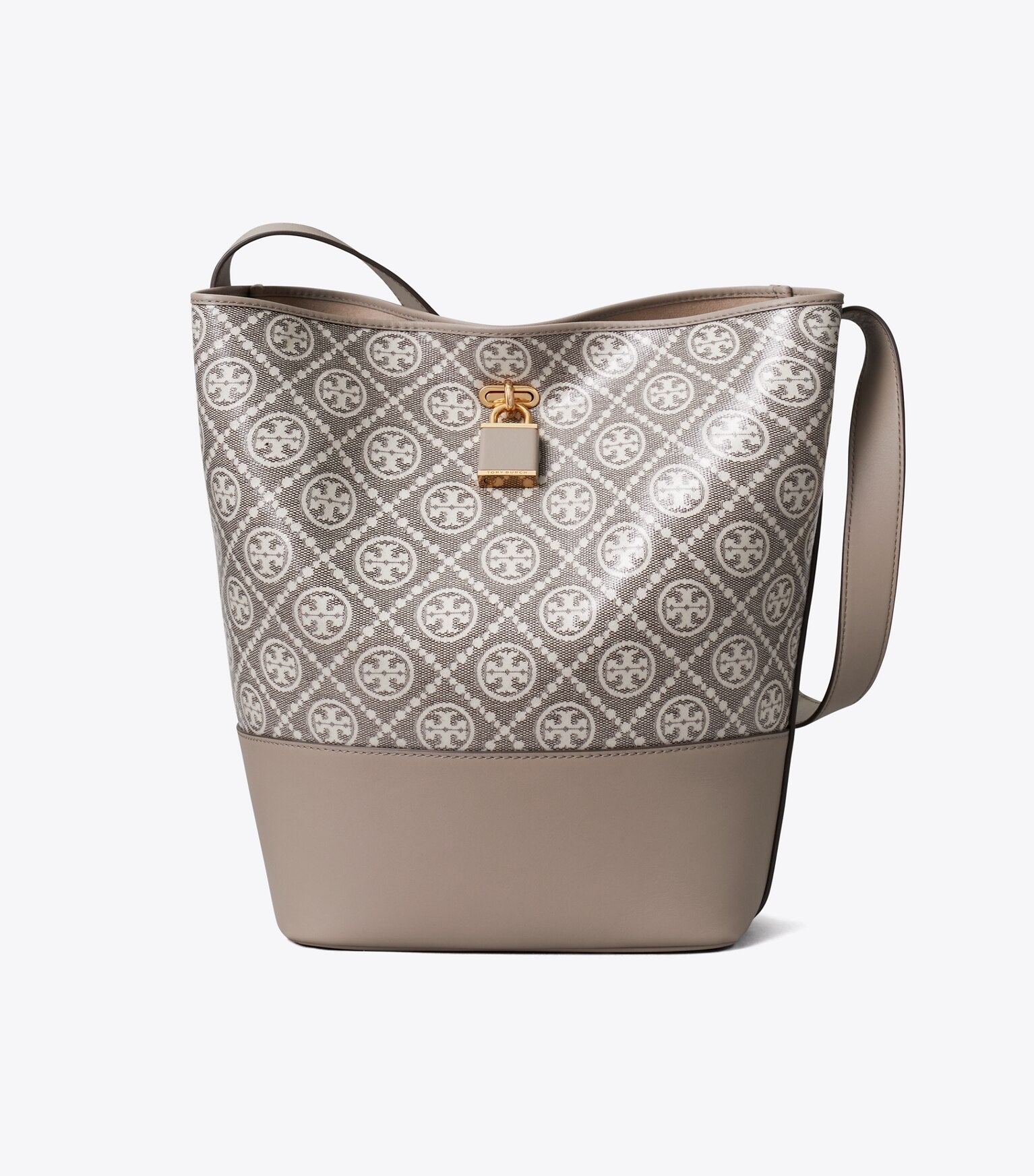 T Monogram Coated Jacquard Lock Slim Bucket Bag