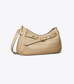 Romy Croc-Embossed Zip Top Crossbody Bag
