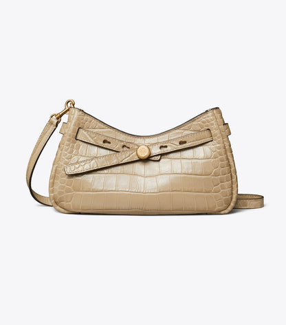 Romy Croc-Embossed Zip Top Crossbody Bag