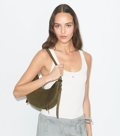 Romy Suede Half Moon Bag