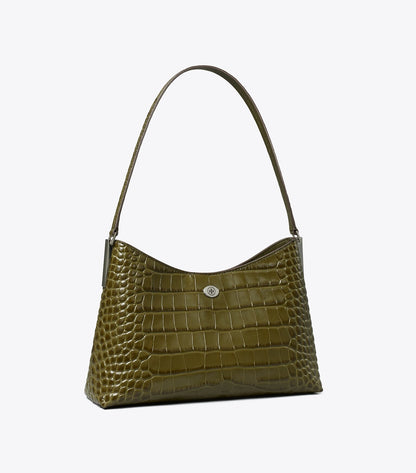 Small Robinson Croc-Embossed Shoulder Bag