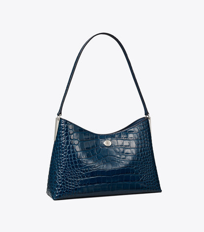 Small Robinson Croc-Embossed Shoulder Bag