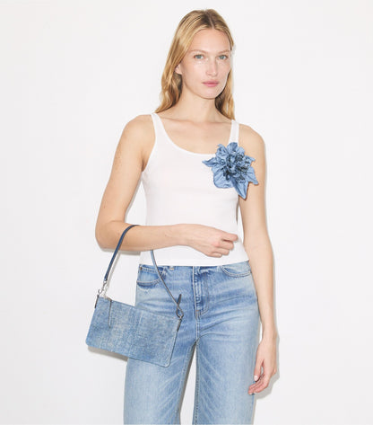 Suede Print Denim Pochette