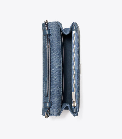 Mini Kira Diamond Quilt Denim Top-Handle Crossbody