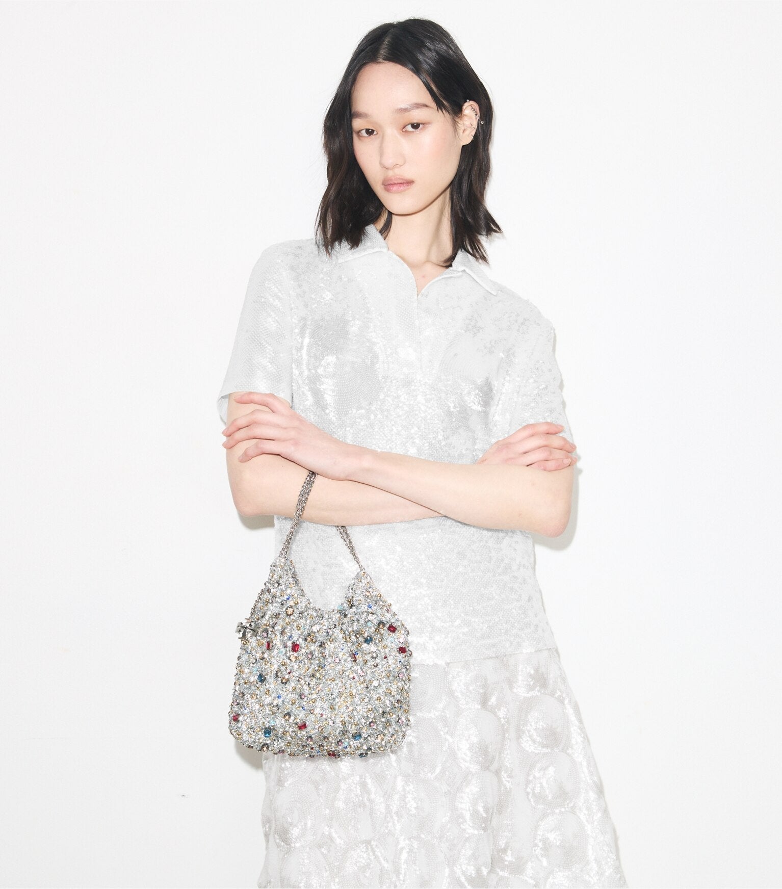 Mini Fleming Embellished Hobo Bag