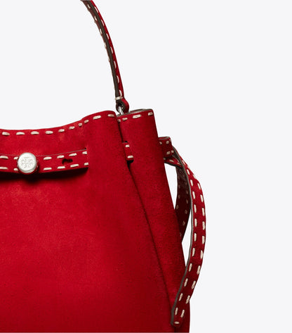 Romy Suede Pick Stitch Bucket Bag