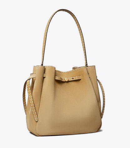 Large Romy Suede Pick Stitch Bucket Bag
