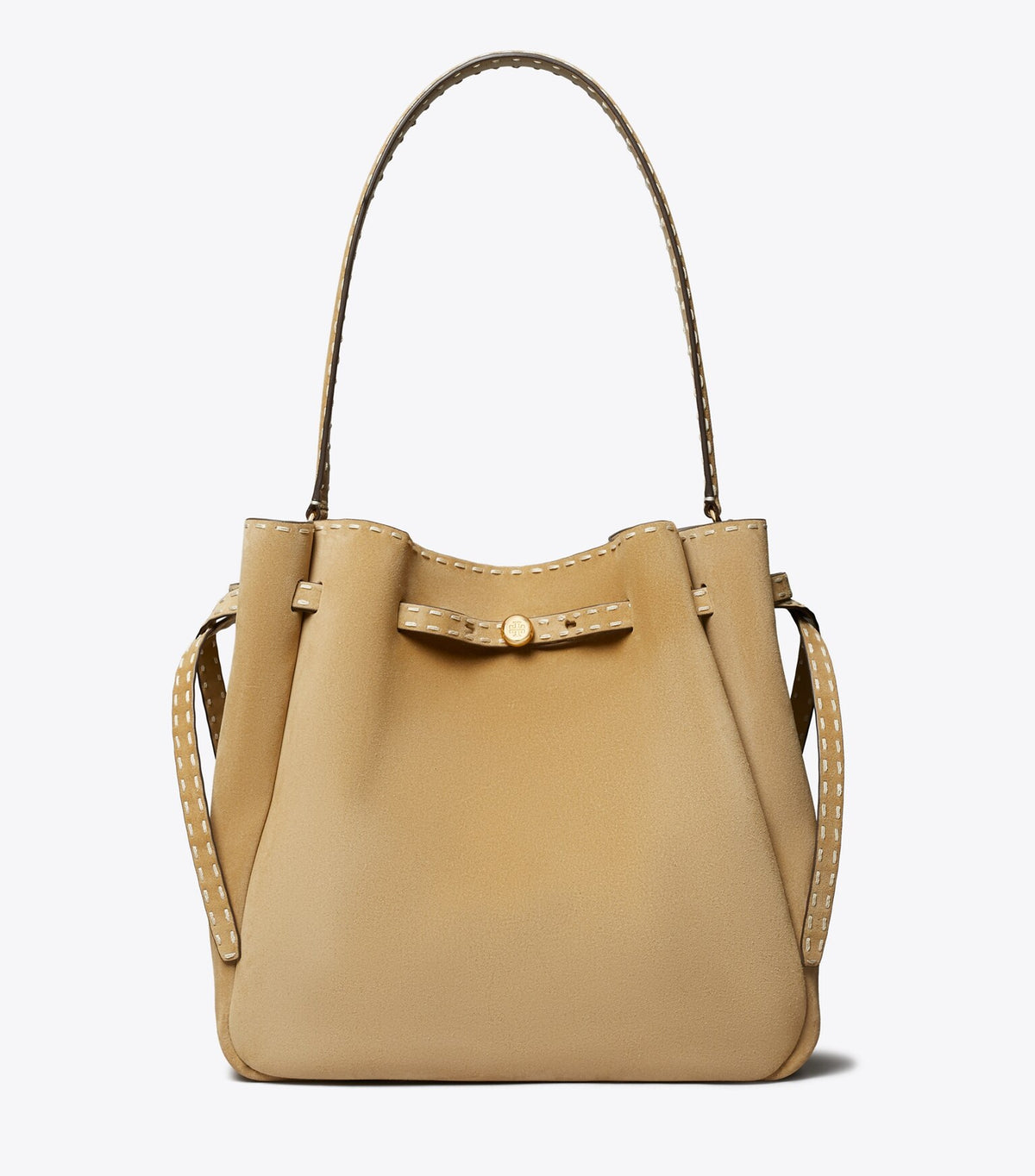 Large Romy Suede Pick Stitch Bucket Bag