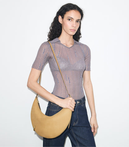 Pierced Nubuck Crossbody Bag