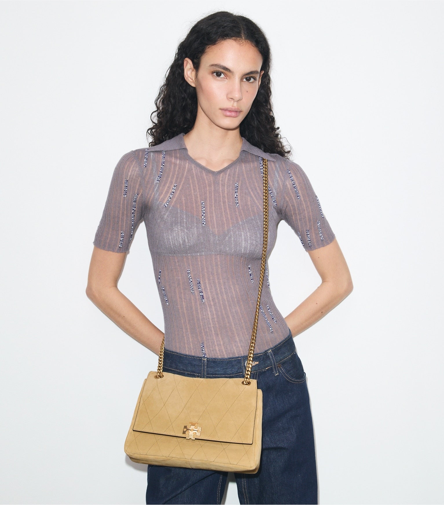 Charlie Quilted Suede Shoulder Bag