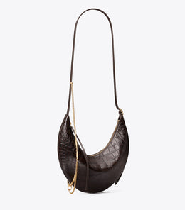 Pierced Croc-Embossed Crossbody Bag