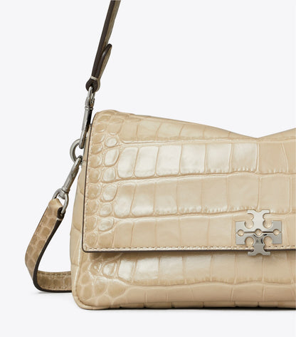 Small Charlie Croc-Embossed Shoulder Bag