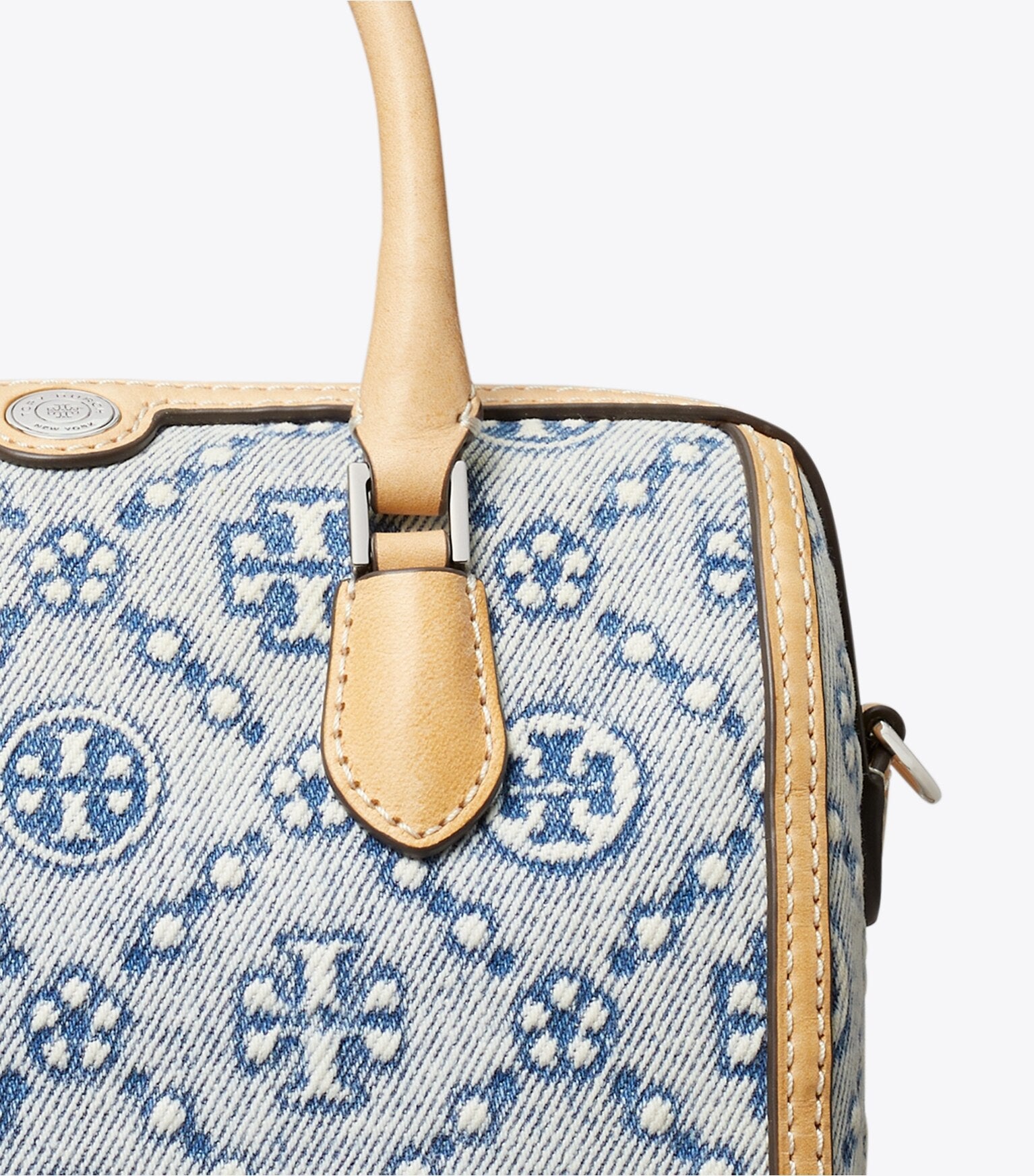 T Monogram Denim Petite Barrel Bag