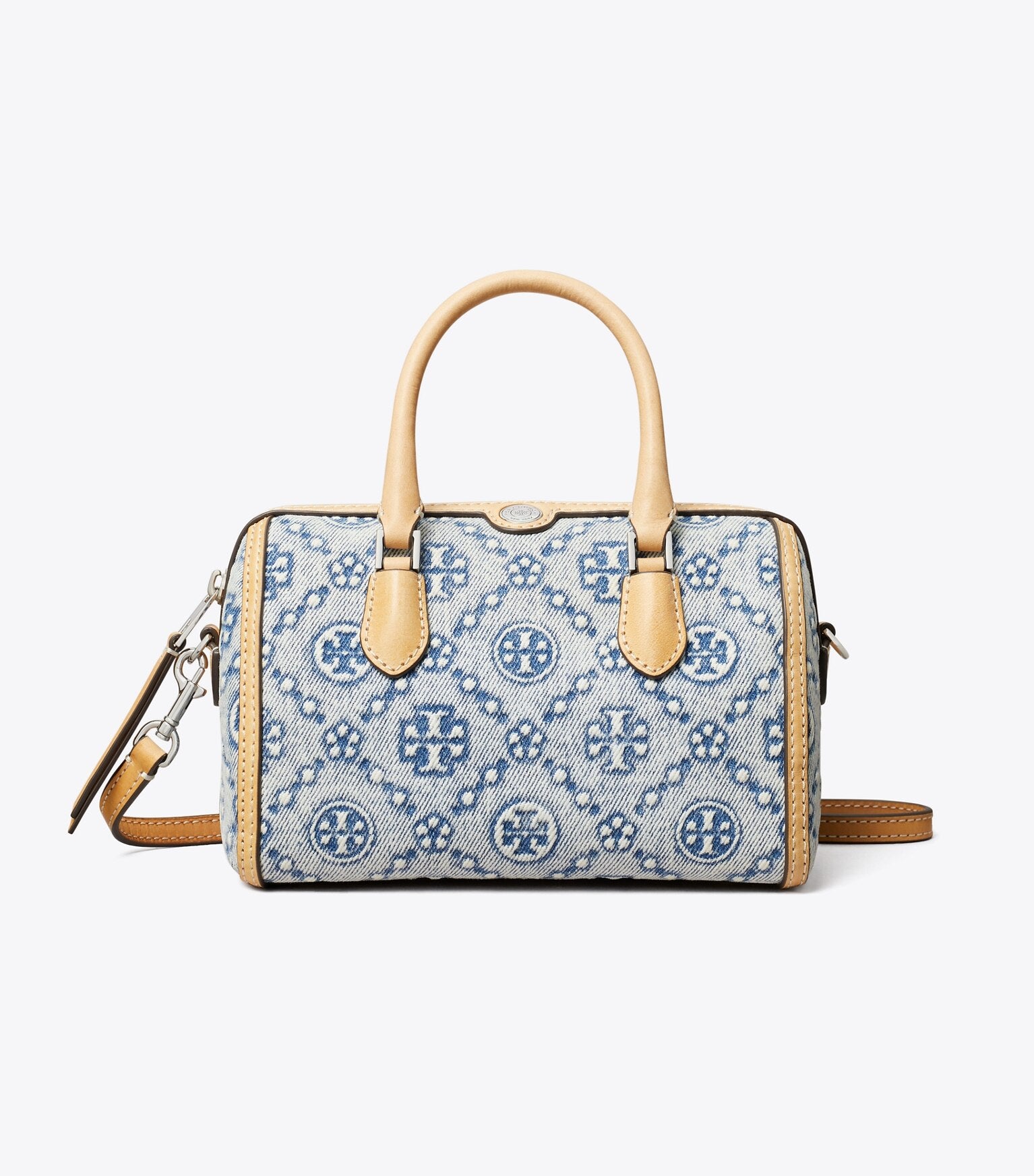 T Monogram Denim Petite Barrel Bag