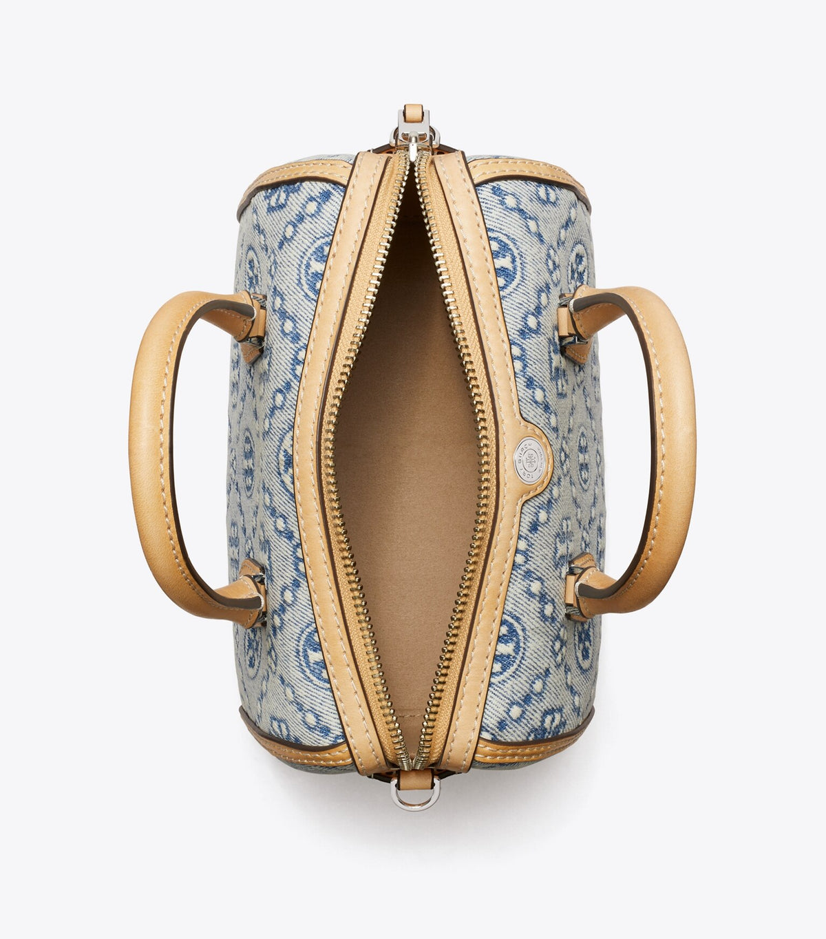 T Monogram Denim Petite Barrel Bag