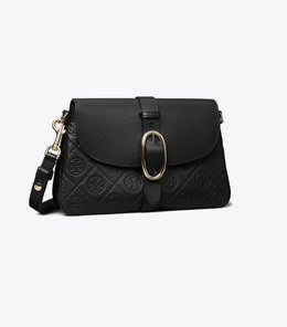 T Monogram Pebbled Soft Small Shoulder Bag