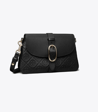 T Monogram Pebbled Soft Small Shoulder Bag
