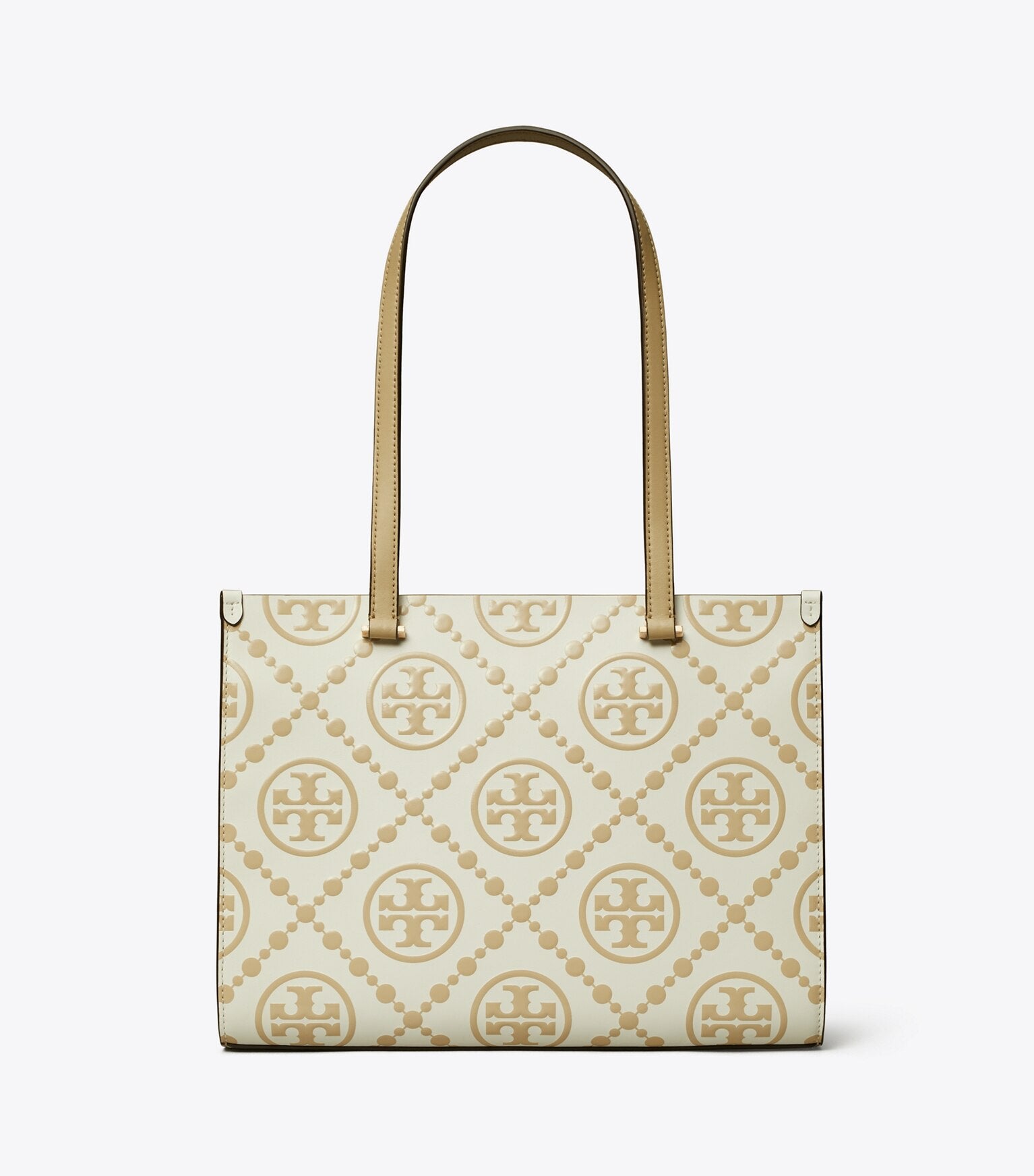 T Monogram Contrast Embossed Small Tote