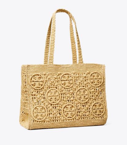 T Monogram Crochet Tote