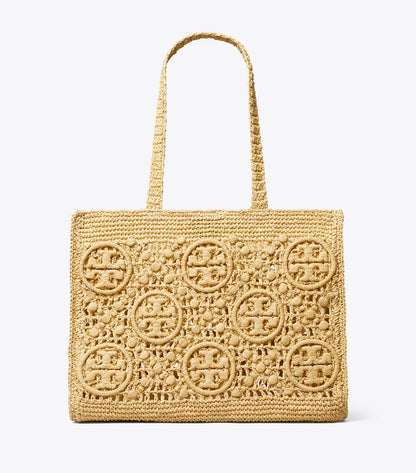 T Monogram Crochet Tote