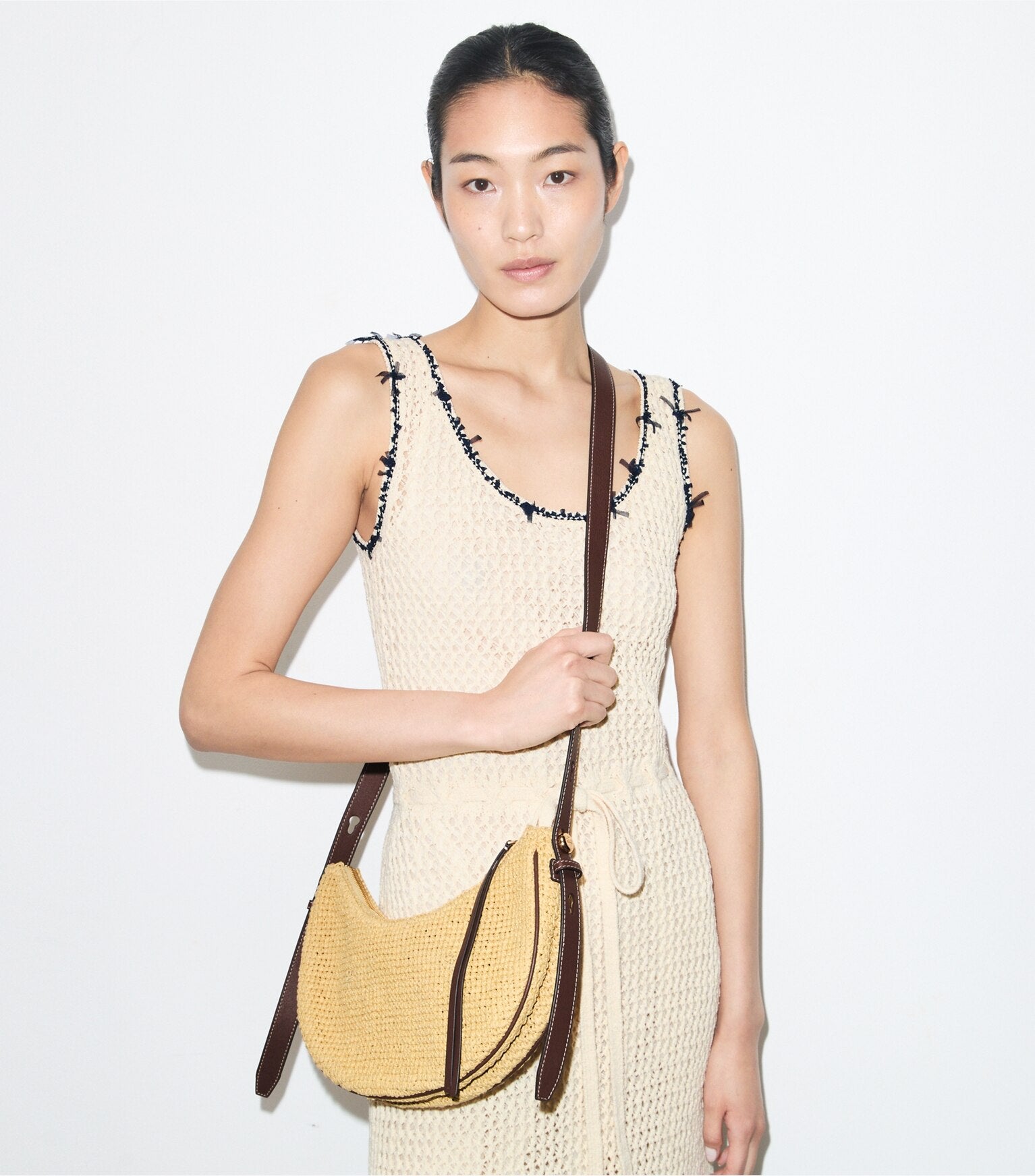 Romy Woven Half Moon Bag