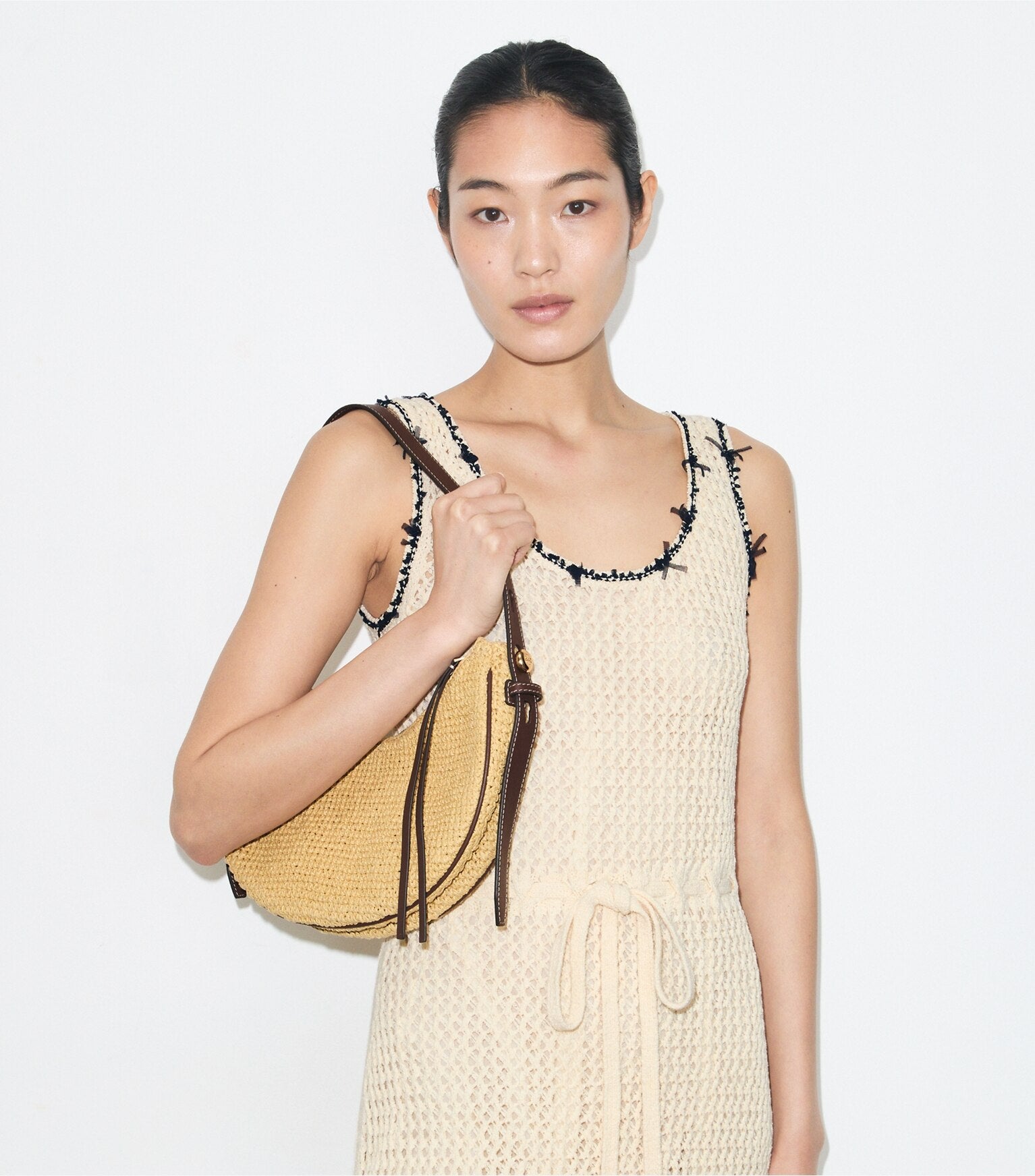 Romy Woven Half Moon Bag