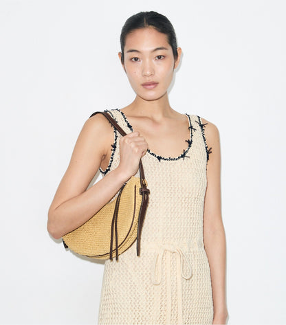 Romy Woven Half Moon Bag