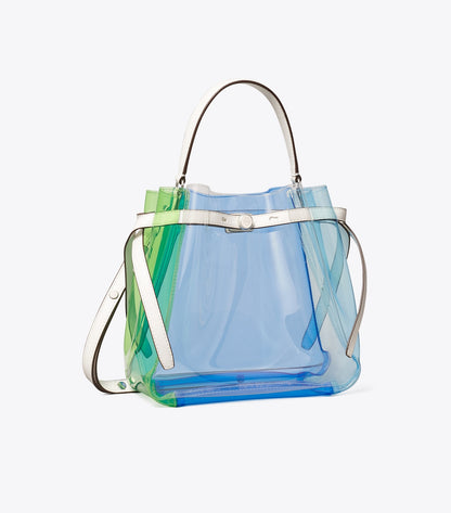 Romy Color-Block Clear Bucket Bag