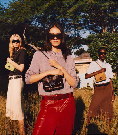 Charlie Runway Croc-Embossed Shoulder Bag