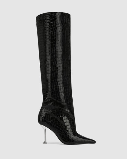 Texas Black Croc Patent Leather