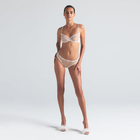 EMBROIDERED TULLE THONG | MARBLE