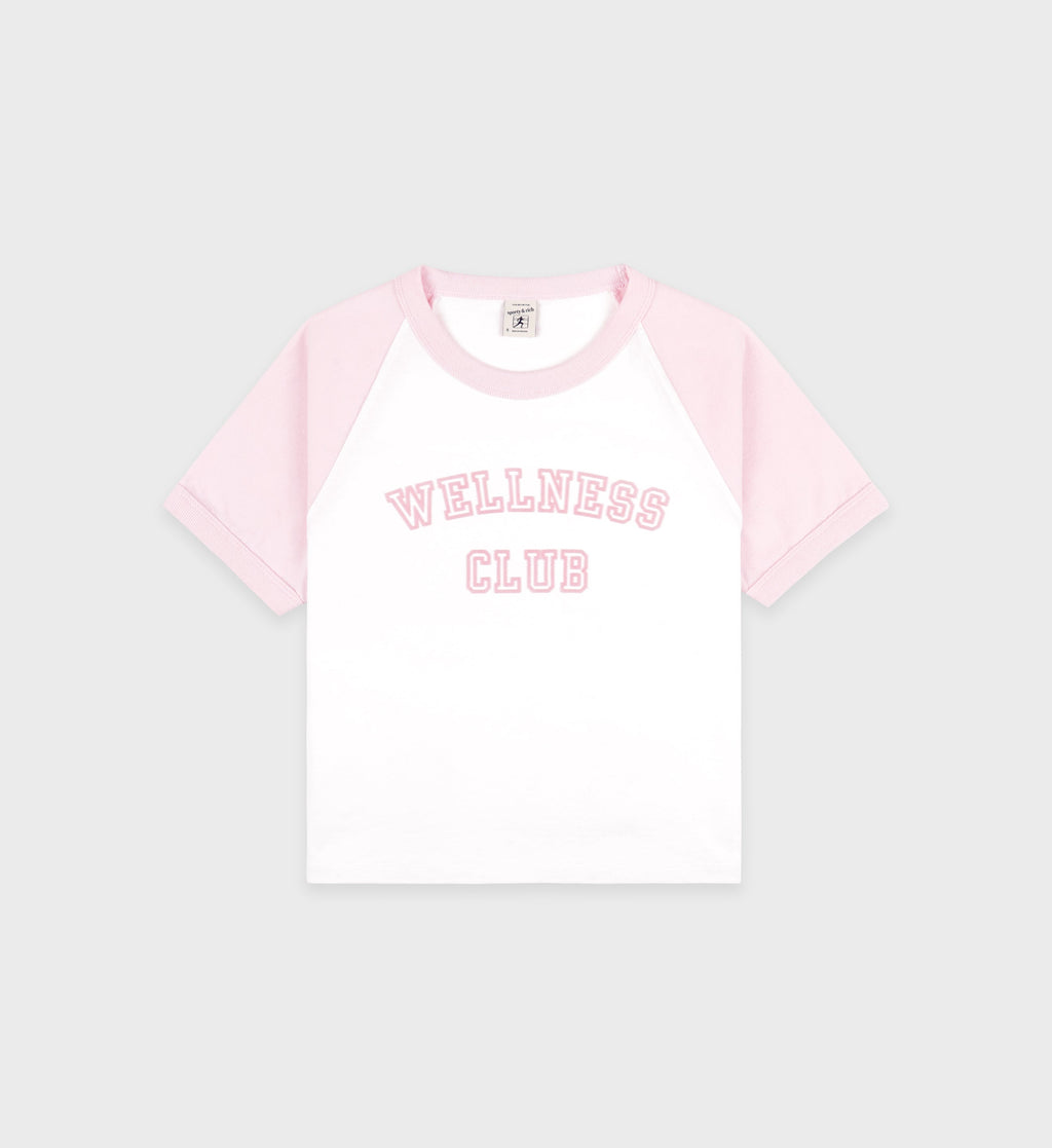 Wellness Club Flocked Baby Tee - White/Pink Dolphin