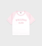 Wellness Club Flocked Baby Tee - White/Pink Dolphin