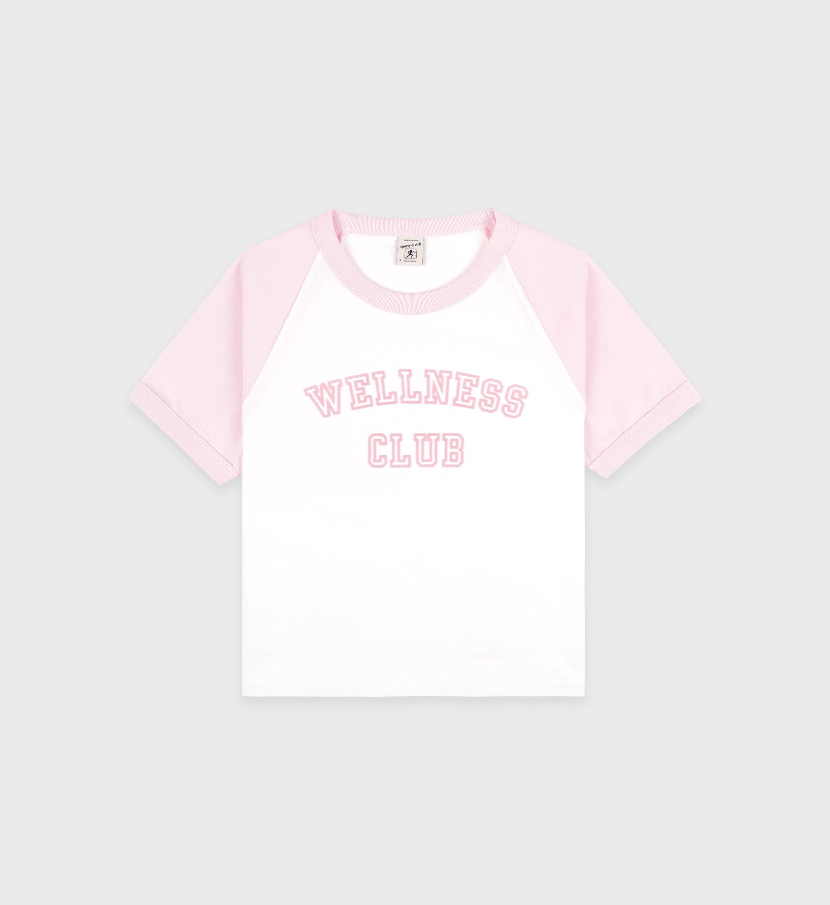 Wellness Club Flocked Baby Tee - White/Pink Dolphin