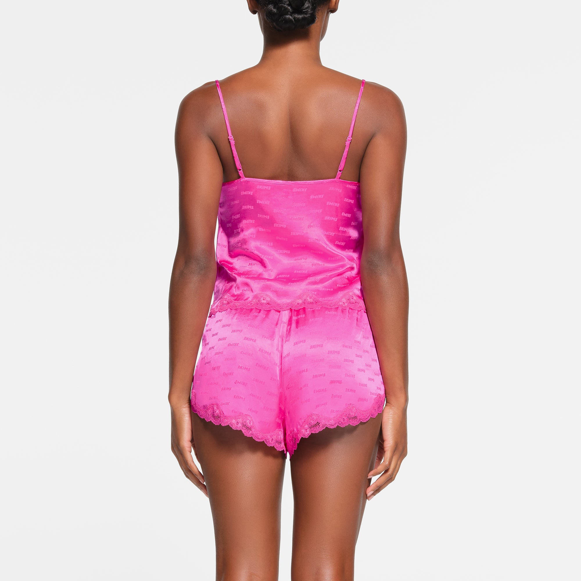 SKIMS JACQUARD LACE CAMI | HOT PINK